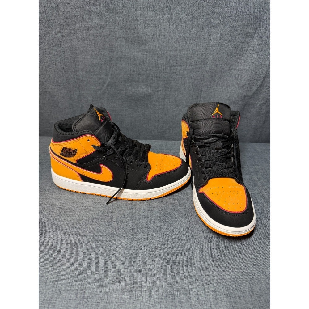 Nike Air Jordan 1 Mid SE Black/Vivid Orange Sneakers, FJ4923-008 Mens Size 9